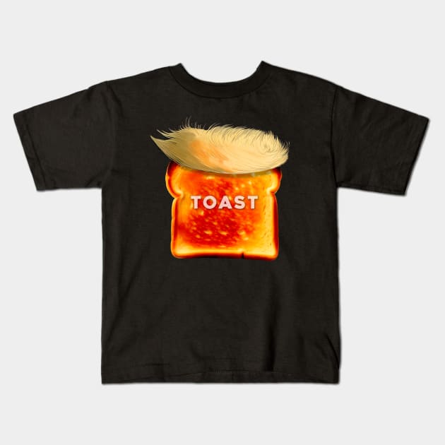 Trump is Toast: Donald Trump Guilty in New York Civil Fraud Case on a Dark Background Kids T-Shirt by Puff Sumo